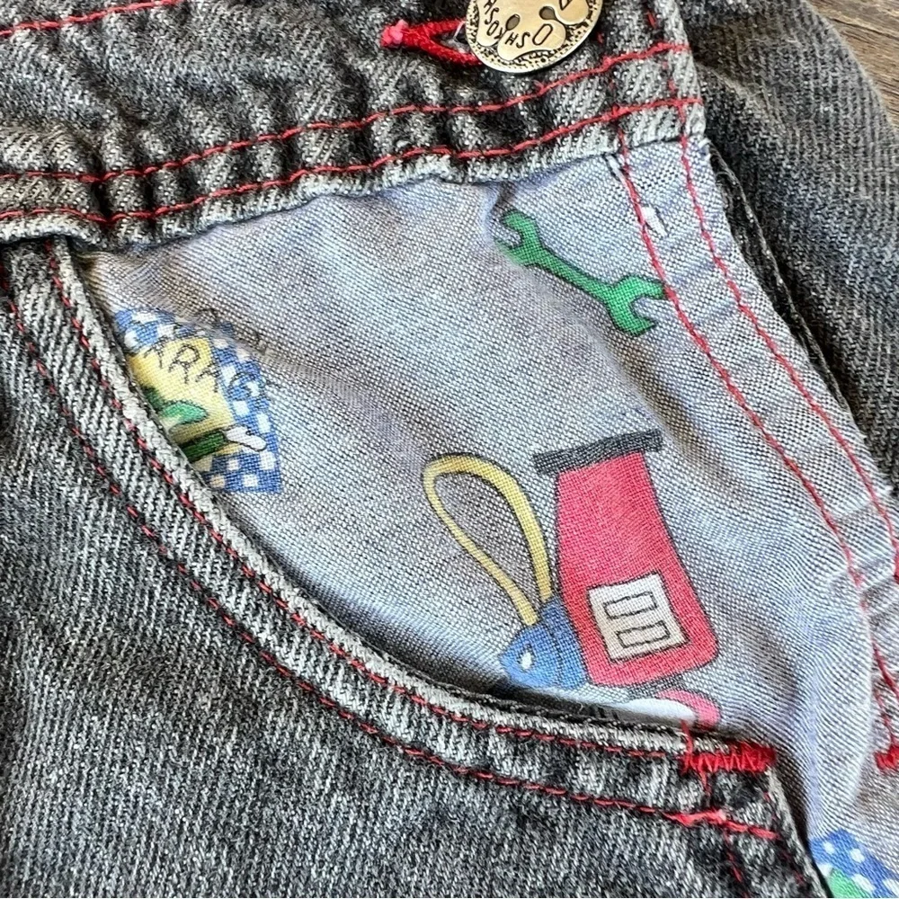 Vintage 90s OshKosh Joe’s Garage Gray Denim Overalls Made in USA Paper Tag Sz 4